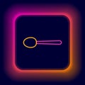 Glowing neon line Spoon icon isolated on black background. Cooking utensil. Cutlery sign. Colorful outline concept