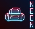 Glowing neon line Sport bag icon isolated on black background. Colorful outline concept. Vector Illustration