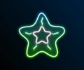 Glowing neon line Starfish icon isolated on black background. Colorful outline concept. Vector Royalty Free Stock Photo