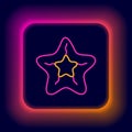 Glowing neon line Starfish icon isolated on black background. Colorful outline concept. Vector Royalty Free Stock Photo