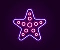 Glowing neon line Starfish icon isolated on black background. Colorful outline concept. Vector Royalty Free Stock Photo