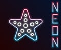 Glowing neon line Starfish icon isolated on black background. Colorful outline concept. Vector Illustration Royalty Free Stock Photo