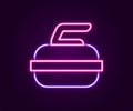 Glowing neon line Stone for curling sport game icon isolated on black background. Sport equipment. Colorful outline