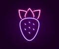 Glowing neon line Strawberry icon isolated on black background. Colorful outline concept. Vector