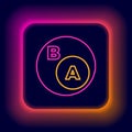 Glowing neon line Subsets, mathematics, a is subset of b icon isolated on black background. Colorful outline concept