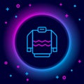 Glowing neon line Sweater icon isolated on black background. Pullover icon. Sweatshirt sign. Colorful outline concept