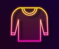 Glowing neon line Sweater icon isolated on black background. Pullover icon. Vector Illustration