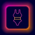 Glowing neon line Swimsuit icon isolated on black background. Colorful outline concept. Vector