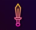 Glowing neon line Sword toy icon isolated on black background. Vector