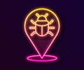 Glowing neon line System bug concept icon isolated on black background. Code bug concept. Bug in the system. Bug Royalty Free Stock Photo