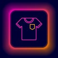 Glowing neon line T-shirt icon isolated on black background. Colorful outline concept. Vector Royalty Free Stock Photo