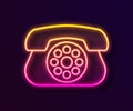 Glowing neon line Telephone icon isolated on black background. Landline phone. Vector Illustration Royalty Free Stock Photo