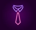 Glowing neon line Tie icon isolated on black background. Necktie and neckcloth symbol. Colorful outline concept. Vector