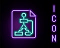 Glowing neon line Tile flowchart for program design or process management plan icon isolated on black background. Block Royalty Free Stock Photo