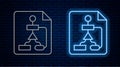Glowing neon line Tile flowchart for program design or process management plan icon isolated on brick wall background Royalty Free Stock Photo