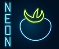 Glowing neon line Tomato icon isolated on black background. Colorful outline concept. Vector