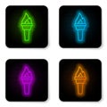 Glowing neon line Torch flame icon isolated on white background. Symbol fire hot, flame power, flaming and heat. Black