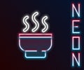 Glowing neon line Traditional Chinese tea ceremony icon isolated on black background. Teapot with cup. Colorful outline Royalty Free Stock Photo