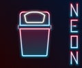 Glowing neon line Trash can icon isolated on black background. Garbage bin sign. Recycle basket icon. Office trash icon