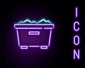 Glowing neon line Trash can icon isolated on black background. Garbage bin sign. Recycle basket icon. Office trash icon Royalty Free Stock Photo