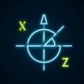 Glowing neon line Trigonometric circle icon isolated on black background. Colorful outline concept. Vector
