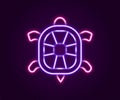 Glowing neon line Turtle icon isolated on black background. Colorful outline concept. Vector Royalty Free Stock Photo