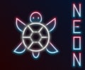 Glowing neon line Turtle icon isolated on black background. Colorful outline concept. Vector Royalty Free Stock Photo