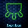 Glowing neon line Udder icon isolated on brick wall background. Vector