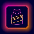 Glowing neon line Undershirt icon isolated on black background. Colorful outline concept. Vector