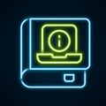 Glowing neon line User manual icon isolated on black background. User guide book. Instruction sign. Read before use Royalty Free Stock Photo