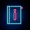 Glowing neon line User manual icon isolated on brick wall background. User guide book. Instruction sign. Read before use Royalty Free Stock Photo