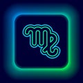 Glowing neon line Virgo zodiac sign icon isolated on black background. Astrological horoscope collection. Colorful Royalty Free Stock Photo