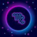 Glowing neon line Virgo zodiac sign icon isolated on black background. Astrological horoscope collection. Colorful Royalty Free Stock Photo