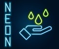 Glowing neon line Washing hands with soap icon isolated on black background. Washing hands with soap to prevent virus Royalty Free Stock Photo