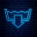 Glowing neon line Washing modes icon isolated on brick wall background. Temperature wash. Vector