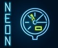 Glowing neon line Water meter icon isolated on black background. Colorful outline concept. Vector Illustration