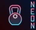 Glowing neon line Weight icon isolated on black background. Kilogram weight block for weight lifting and scale. Mass