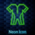 Glowing neon line Wetsuit for scuba diving icon isolated on brick wall background. Diving underwater equipment. Vector