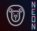 Glowing neon line Wild lion icon isolated on black background. Colorful outline concept. Vector Royalty Free Stock Photo