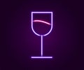 Glowing neon line Wine glass icon isolated on black background. Wineglass sign. Colorful outline concept. Vector Royalty Free Stock Photo