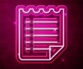 Glowing neon line Wish list template icon isolated on red background. Vector