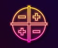 Glowing neon line XYZ Coordinate system icon isolated on black background. XYZ axis for graph statistics display. Vector Royalty Free Stock Photo