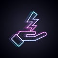 Glowing neon line Zeus icon isolated on black background. Greek god. God of Lightning. Vector