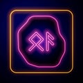 Glowing neon Magic runes icon isolated on black background. Vector