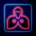 Glowing neon Mantle, cloak, cape icon isolated on black background. Magic cloak of mage, wizard and witch for halloween