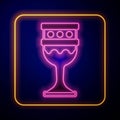 Glowing neon Medieval goblet icon isolated on black background. Holy grail. Vector Royalty Free Stock Photo