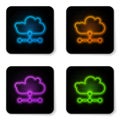 Glowing neon Network cloud connection icon isolated on white background. Social technology. Cloud computing concept Royalty Free Stock Photo