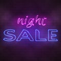 Glowing neon night sale sign illustration