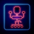 Glowing neon Office chair icon isolated on blue background. Vector Illustration Royalty Free Stock Photo