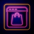 Glowing neon Online shopping on screen icon isolated on black background. Concept e-commerce, e-business, online Royalty Free Stock Photo